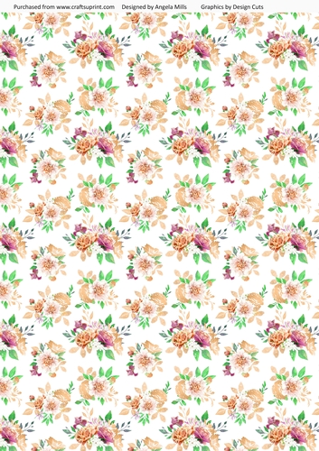 A4 Paper Fairy Garden 6 Peach/Green Watercolour Floral