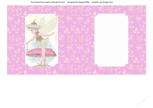 5 x 5 Card Insert Fairy Garden 7 Pink/Gold Leaves