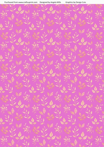 A4 Paper Fairy Garden 7 Pink/Gold Watercolour Leaves