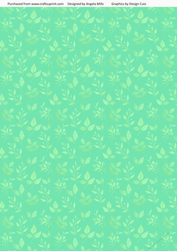 A4 Paper Fairy Garden 11 Light Green Leaves on Mint Background