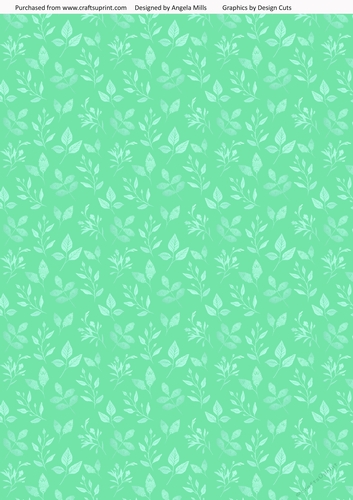 A4 Paper Fairy Garden 13 Aqua Leaves on Mint Background
