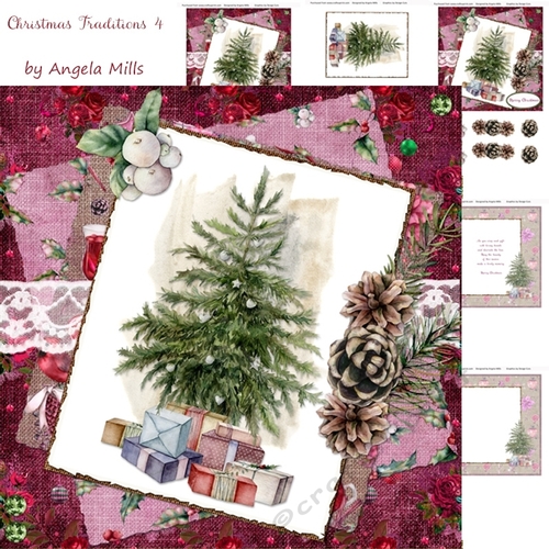 Christmas Traditions 4 Christmas Tree/Gifts 7 x 7 Card Mini Kit/ 5 Sheets