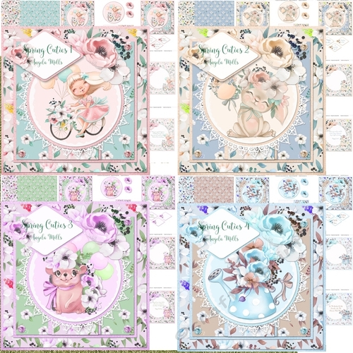 Spring Cuties Bumper Kit, 4 7x7 Mini-Kits, 28 Sheets
