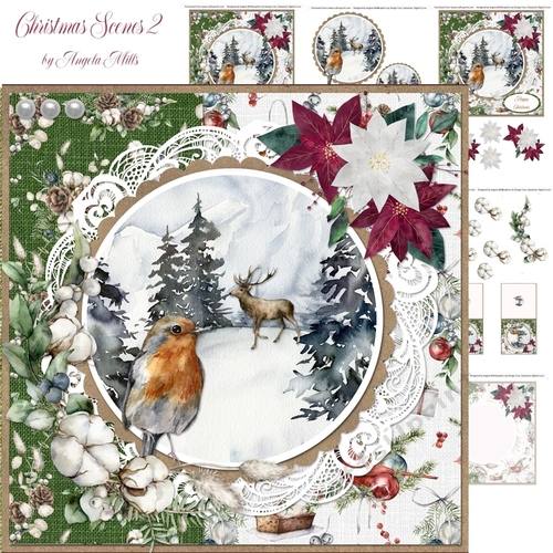 Christmas Scenes 2 Snowy Robin 7x7 Card Mini-Kit, 6 Sheets