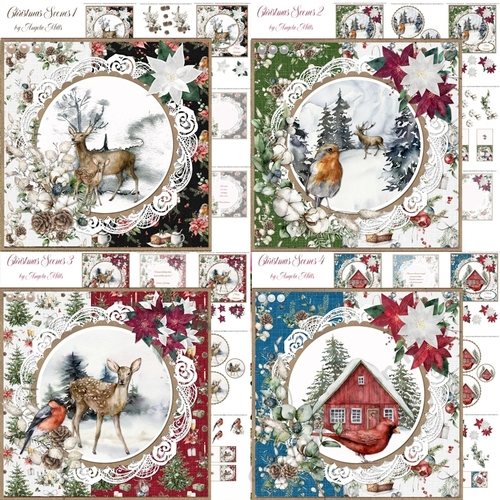 Christmas Scenes Bumper Kit 4 7x7 Cards, 24 Sheets