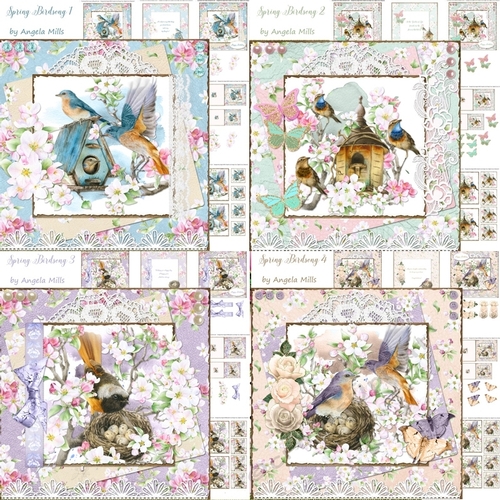 Spring Birdsong Bumper Kit, 4 7x7 Card Kits, 24 Sheets
