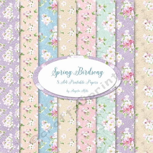 Spring Birdsong 8 A4 Papers, Pastel Florals