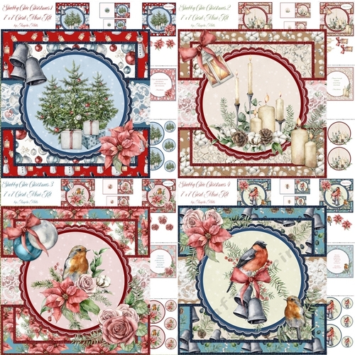 Shabby Chic Christmas Bumper Kit 4 7 x 7 Mini Kits, 24 Sheets