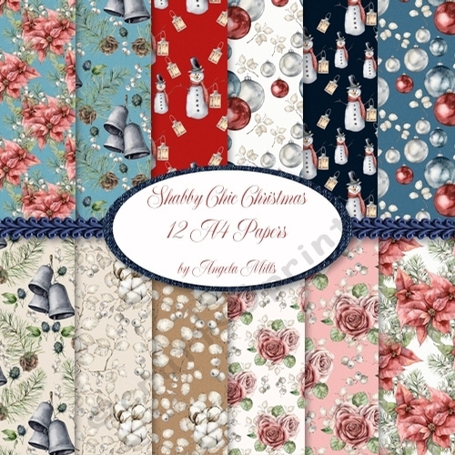 Shabby Chic Christmas 12 A4 Papers