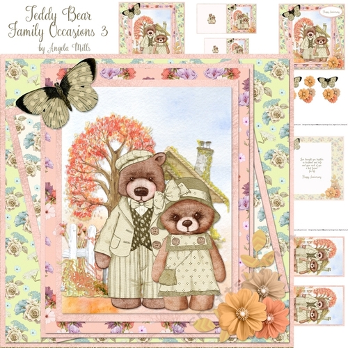 Teddy Bear Family Occasions 3: Anniversaries 7x7 Mini Kit, Peach/Cream