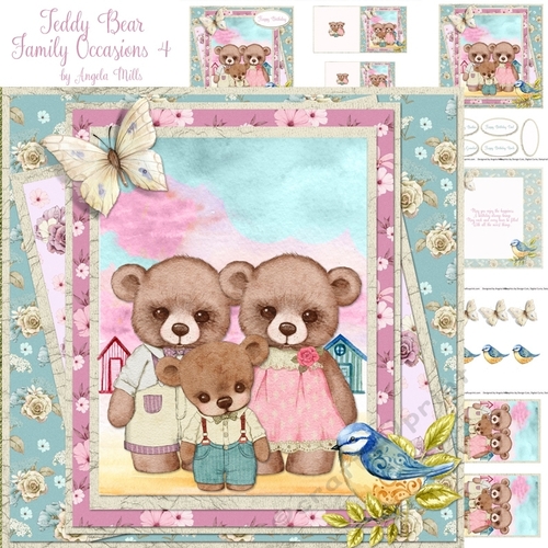 Teddy Bear Family Occasions 4: Birthdays 7x7 Mini Kit, Blue/Pink