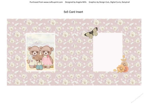 Teddy Bear Family Occasions 15: Birthday Mum/Granny/Auntie 5 x 5 Card Insert, Peach/Yellow