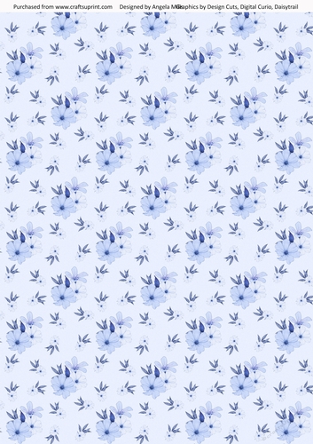 A4 Paper,Blue Blossoms on Baby Blue Background