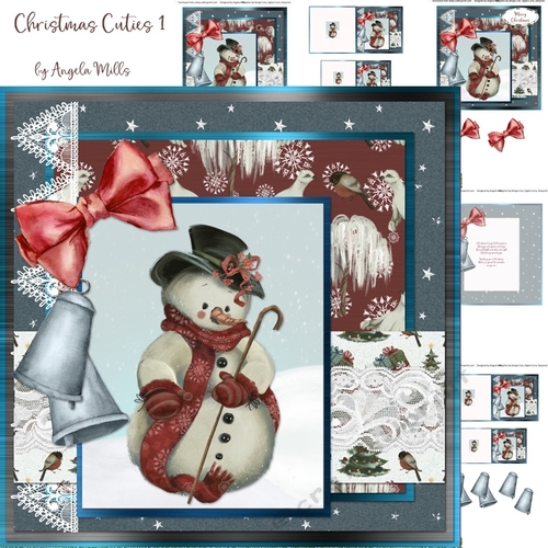 Christmas Cuties 1: Snowman 7 x 7 Card Mini-Kit, 6 Sheets
