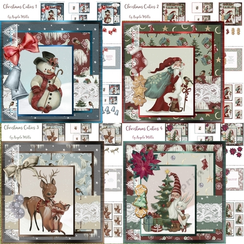 Christmas Cuties Bumper Kit, Four 7 x 7 Mini-Kits, 24 Sheets
