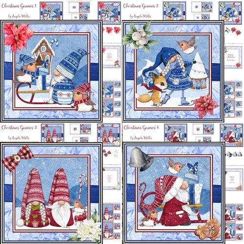Christmas Gnomes 1-4 Bumper Kit, Four 7 x 7 Card Mini-Kits, 24 Sheets