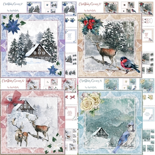 Christmas Scenes 17-20 Bumoer Kit, 4 7x7 Card Mini Kits, 24 Sheets