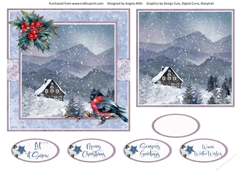 Christmas Scenes 30: Wintry Landscape 6 x 6 Card Front with Topper and Sentiments