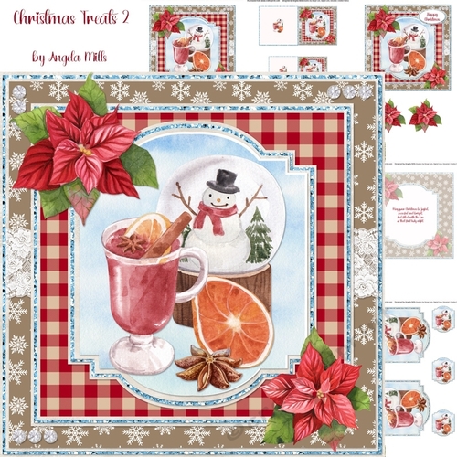 Christmas Treats 2:Snowglobe & Mulled Wine 7 x 7 Card Mini Kit, 6 Sheets