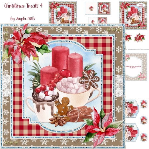 Christmas Treats 4: Candles & Matshmallow Cocoa: 7 x 7 Card Mini Kit, 6 Sheets