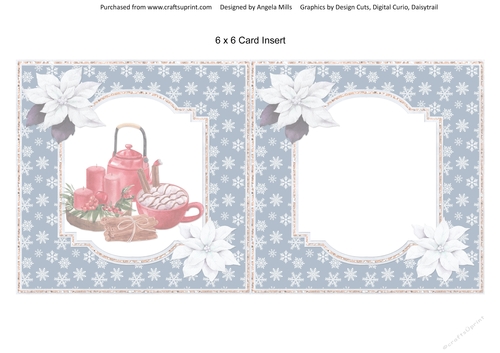 Christmas Treats 5 Candles/White Poinsettias 6 x 6 Insert, Blank