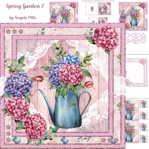 Spring Garden 2: Hydrangeas/Lace 7 x 7 Card Mini-Kit, 5 Sheets
