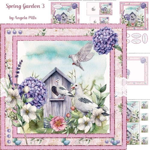 Spring Garden 3: Doves/Bird House 7 x 7 Card Mini-Kit, 5 Sheets