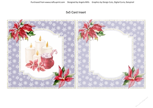 Christmas Treats 13: Candles & Poinsettias 5 x 5 Card Insert, Blank