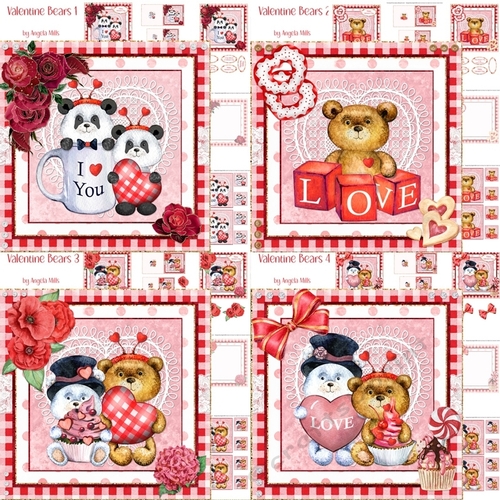 Valentine Bears 1 - 4 Bumper Kit,4 7 x 7 Card Mini-Kits,  20 Sheets