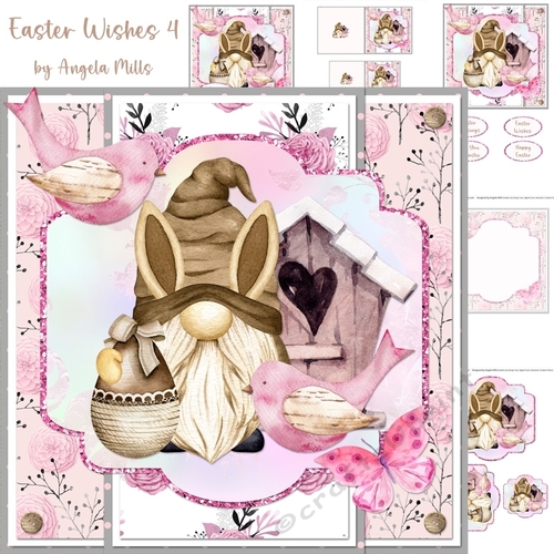 Easter Wishes 4: Easter Egg Gnome & Birds 7 x 7 Card Mini Kit, 5 Sheets