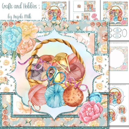 Crafts & Hobbies 2: Knitting Basket 7x7 Card Mini-Kit, 5 Sheets