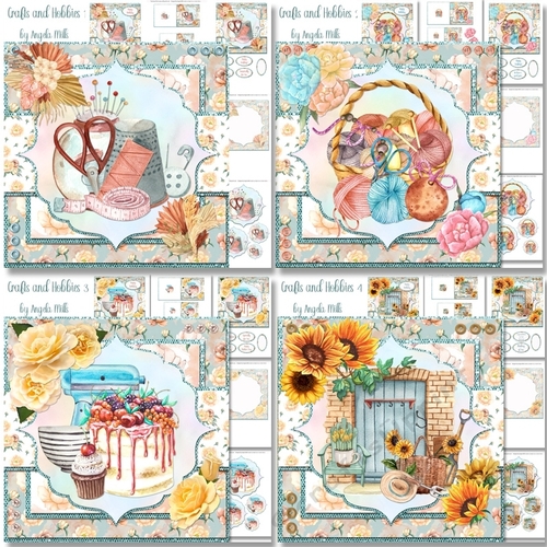 Crafts & Hobbies 1 - 4 Bumper Kit, 4 x 7x7 Card Mini-kits, 21 Sheets