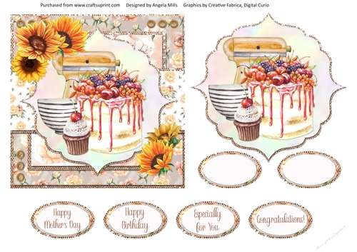 Crafts & Hobbies 11: Home Bakery 6 x 6 Card Front with Topper and Sentiments 