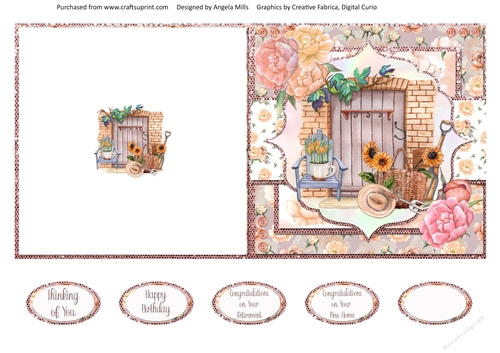 Crafts & Hobbies 15: Gardening 5 x 5 Quick Cut & Fold Card with Sentiments