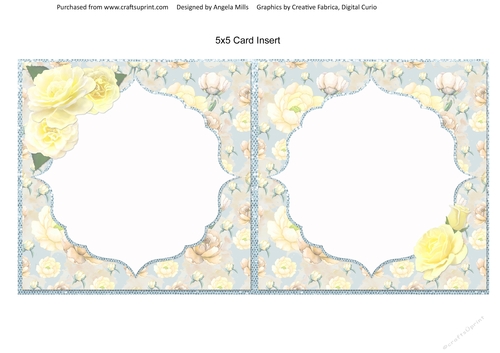 Crafts & Hobbies 8: 6 x 6 Card Insert with Blue/Yellow Floral Background, Blank