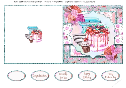 Crafts & Hobbies 12: Home Bakery 5 x 5 Quick Cut & Fold Card with Sentiments