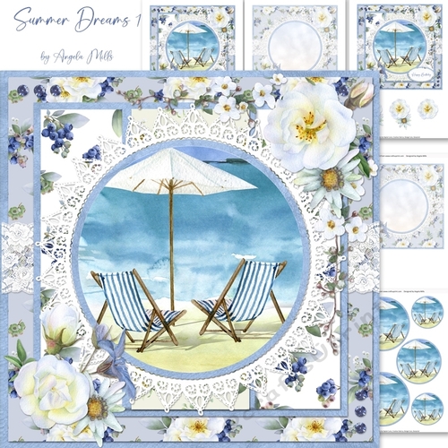 SUmmer Dreams 1: Deckchairs & Parasol 7 x 7 Card Mini Kit, 6 Sheets