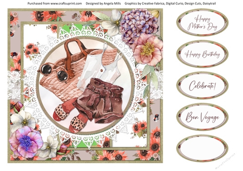 Summer Dreams 13: Beach Fashion 8 x 8 Card Front with Sentments