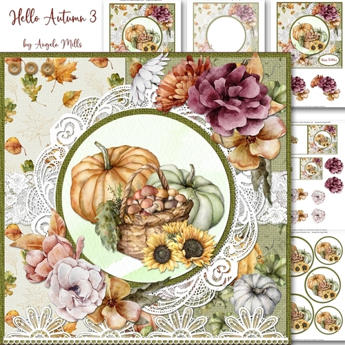 Hello Autumn 3 Autumn Harvest:  7 x 7 Card Mini Kit, 6 Sheets