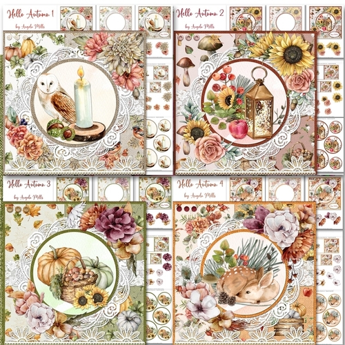 Hello Autumn 1 to 4 Bumper Kit, 4 7x7 Card Mini-Kits, 24 Sheets
