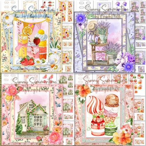 Sunny Summertime 1 to 4 Bumper Kit: 4 7 x 7 Card Mini-Kits, 24 Sheets