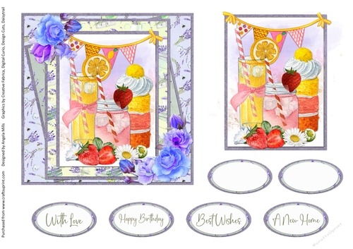 Sunny Summertime 5: Garden Party 6 x 6 Card Front with Topper and Sentiments