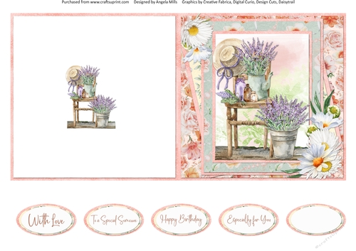 Sunny Summertime 9: Lavender Decor 5 x 5 Quick Cut & Fold Card with Sentiments