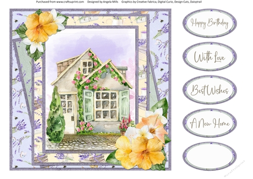 Sunny Summertime 13: Summer Cottage 8 x 8 Quick Card Front with Sentiment Toppers