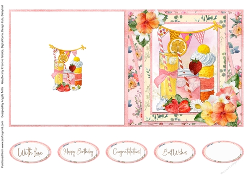 Sunny Summertime 6: Garden Party 5 x 5 Quick Cut & Fold Card with Sentiments