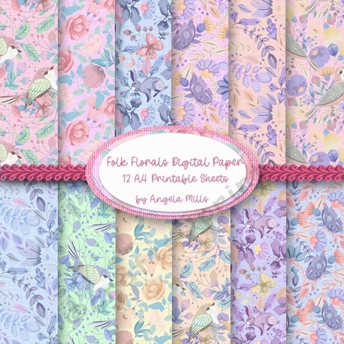Folk Florals A4 Paper Pack, 12 Sheets