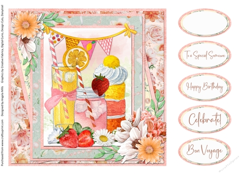 Sunny Summertime 7: Garden Party 8 x 8 Quick Card Front with Sentiments