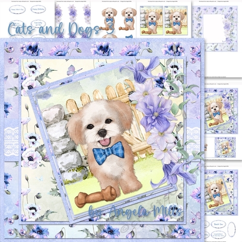 Cats and Dogs 3: Maltese 7 x 7 Card Mini Kit, 8 Sheets, Lilac/Green