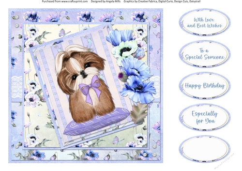 Cats and Dogs 16: Shih Tzu 8 x 8 Quick Card Front with Sentiments