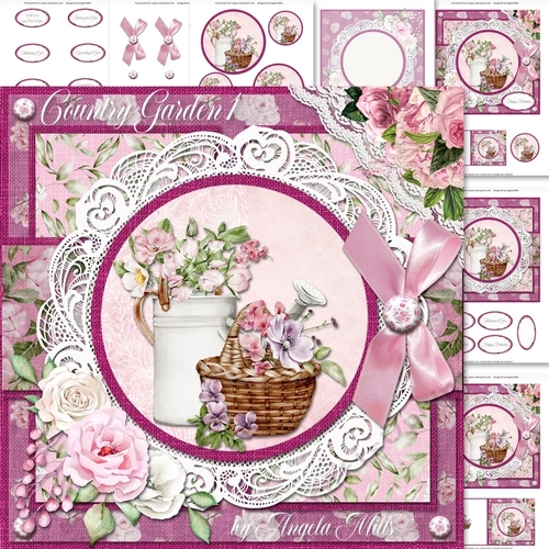 Country Garden 1: Flower Basket and Watering Can 7 x 7 Card Mini Kit, 7 Sheets
